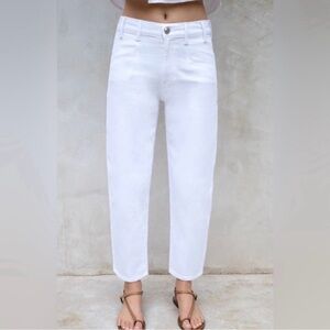 AYR The Beat Jeans Women's Size 30 White Barrel Leg High-Rise Denim Quiet Luxury